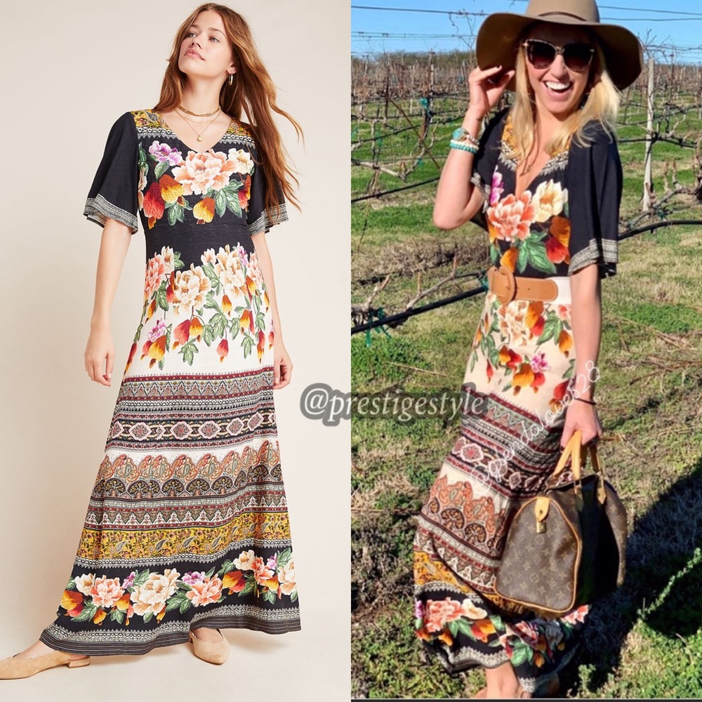 ANTHROPOLOGIE Farm Rio Esmeralda Maxi Dress Size M